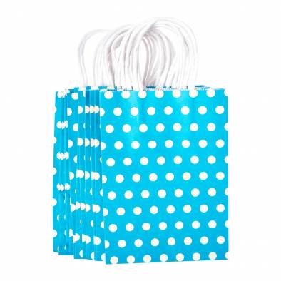 15x20x8cm Polka Dots Kraft Paper Bag (Blue)