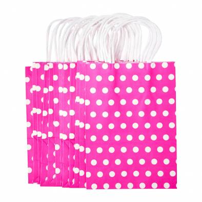 15x20x8cm Polka Dots Kraft Paper Bag (Pink)