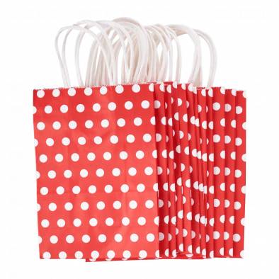 15x20x8cm Polka Dots Kraft Paper Bag (Red)