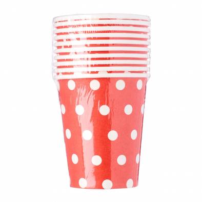 Polka Dots Paper Cups (Red)