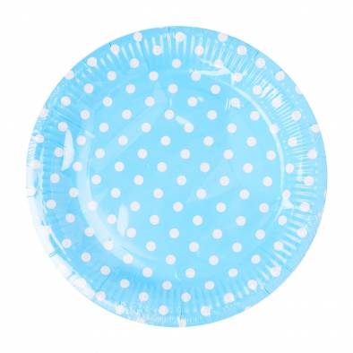 Polka Dots Paper Plates (Baby Blue)