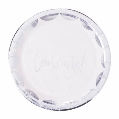 Shiny Celebrate Paper Plates (Silver)