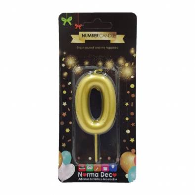 Shiny Number Candle (0) (Gold)