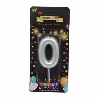 Shiny Number Candle (0) (Silver)