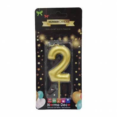 Shiny Number Candle (2) (Gold)