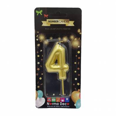 Shiny Number Candle (4) (Gold)