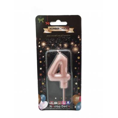 Shiny Number Candle (4) (Rose Gold)