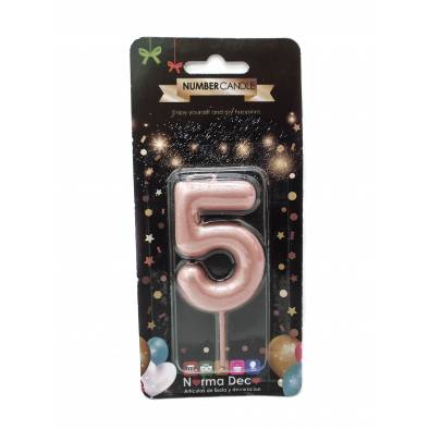 Shiny Number Candle (5) (Rose Gold)