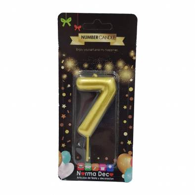 Shiny Number Candle (7) (Gold)