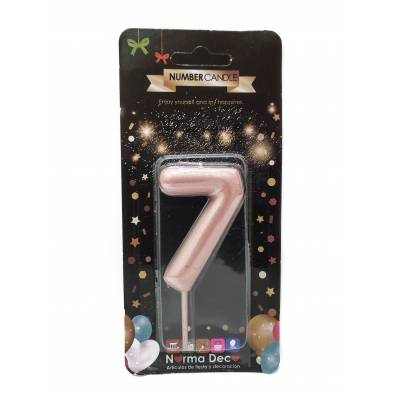 Shiny Number Candle (7) (Rose Gold)