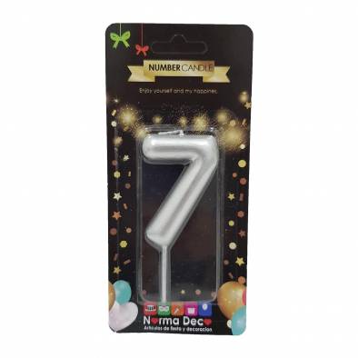 Shiny Number Candle (7) (Silver)