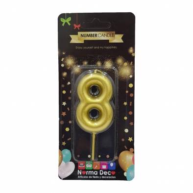 Shiny Number Candle (8) (Gold)