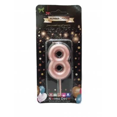 Shiny Number Candle (8) (Rose Gold)