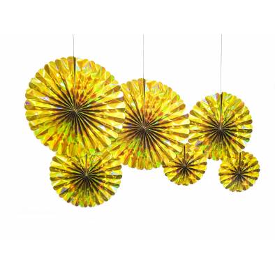 Shiny Paper Fans Set JQ80344 (Iridescent Gold) (6pcs)