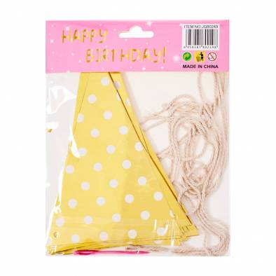 Shiny Polka Dots Triangle Bunting JQ80249 (Gold)
