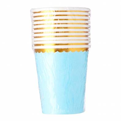 Shiny Scallop Edge Paper Cups (Baby Blue)