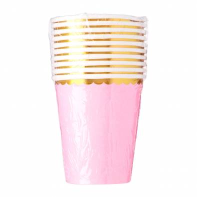 Shiny Scallop Edge Paper Cups (Pink)