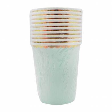 Shiny Scallop Edge Paper Cups (Mint Green)