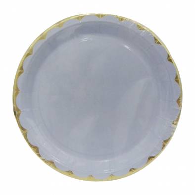 Shiny Scallop Edge Paper Plates (Baby Blue)