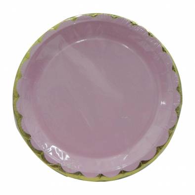 Shiny Scallop Edge Paper Plates (Pink)