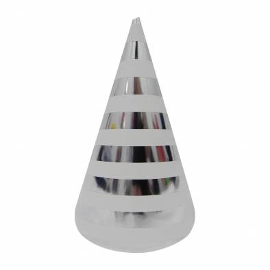 Shiny Striped Paper Cone Hats (Silver) (10pcs)