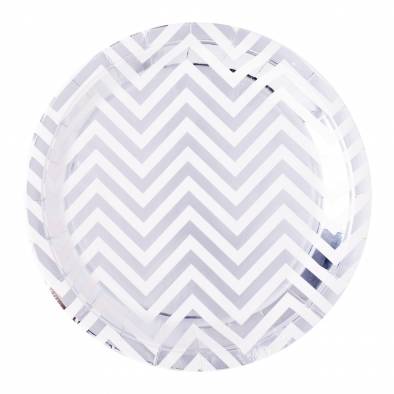 Shiny Wave Paper Plates (Silver)
