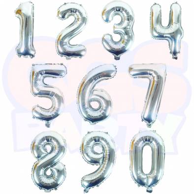 16" Number Foil Balloon (Silver)