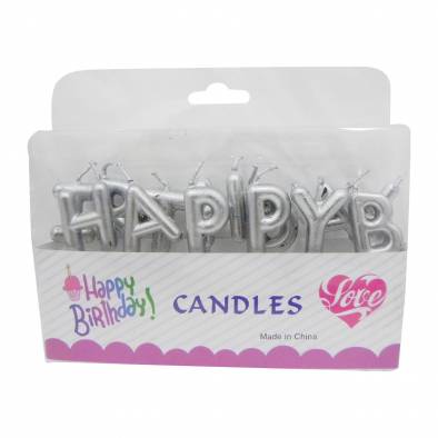 Silver Happy Birthday Letter Candles