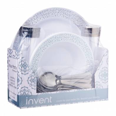 Silver Premium Heavy Plastic Dinner Set
