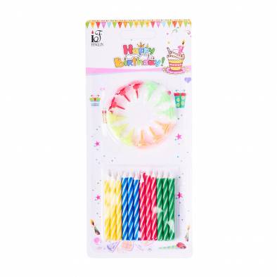 Small Stripe Birthday Candles & Candle Holder SR201 (24pcs)