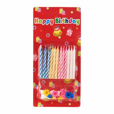 Stripe Candles & Holder (12pcs)