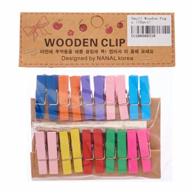 Small Wooden Pegs (Assorted Colors) (20pcs)