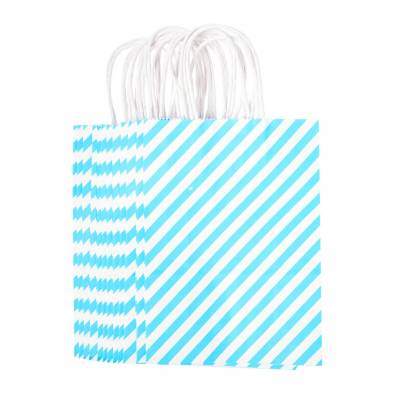 15x20x8cm Striped Kraft Paper Bag (Blue)