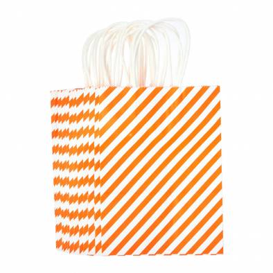 15x20x8cm Striped Kraft Paper Bag (Orange)