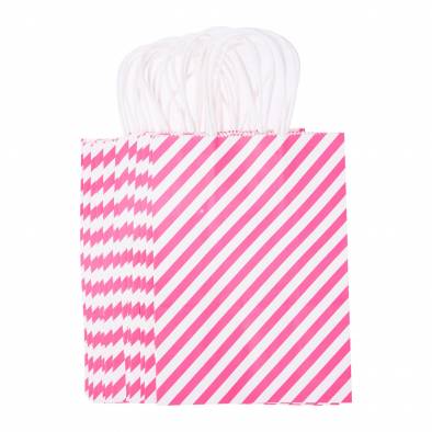 15x20x8cm Striped Kraft Paper Bag (Pink)