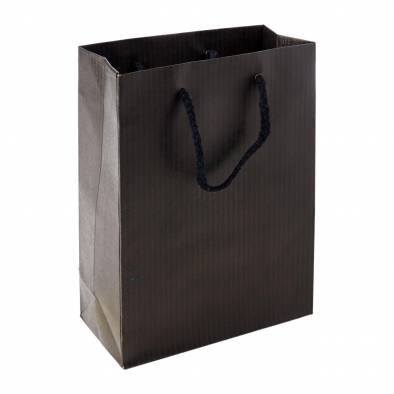 15x20x7.5cm Striped Paper Bag (Black)