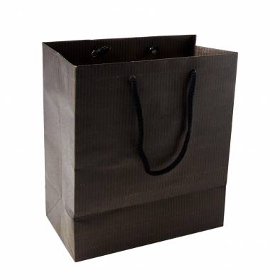 22x25x12cm Striped Paper Bag (Black)