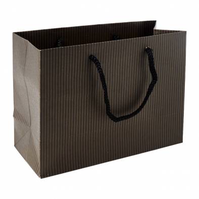 24x18x10.5cm Striped Paper Bag (Black)
