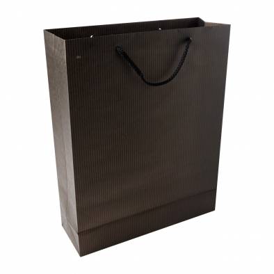 32x41x11cm Striped Paper Bag (Black)