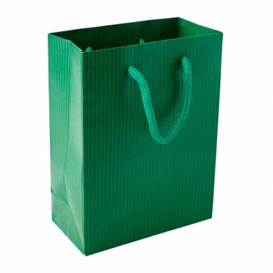 15x20x7.5cm Striped Paper Bag (Green)
