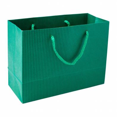 24x18x10.5cm Striped Paper Bag (Green)