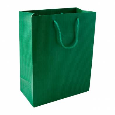 25.5x33x13cm Striped Paper Bag (Green)