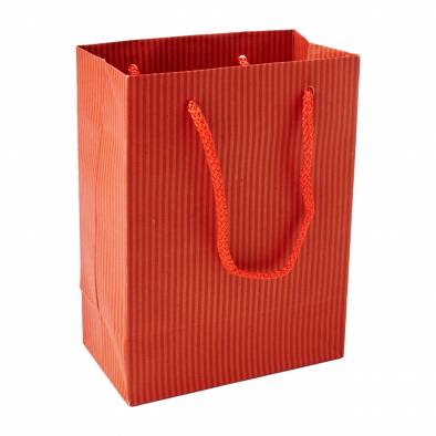 15x20x7.5cm Striped Paper Bag (Red)