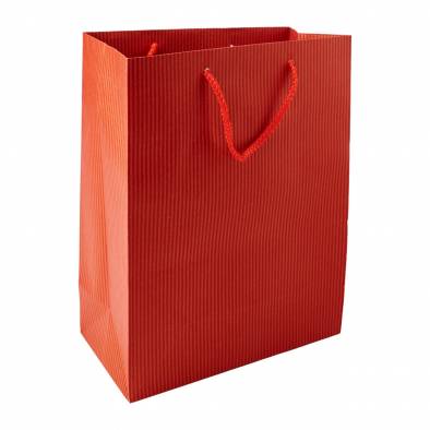 25.5x33x13cm Striped Paper Bag (Red)