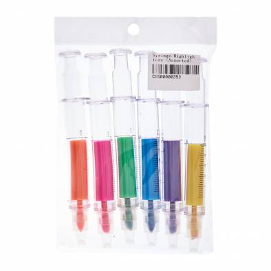 Syringe Highlighters (Assorted Colors) (6pcs)