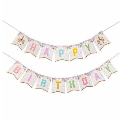 Unicorn Happy Birthday Banner LX9413