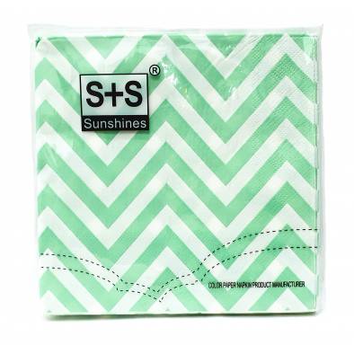 Wave Design Square Napkins (Light Green) (20pcs)